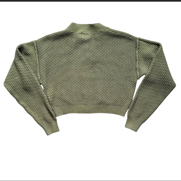 Free People Lila Cardigan Green Textured Knit Button Front (L) - Picture 2 of 14